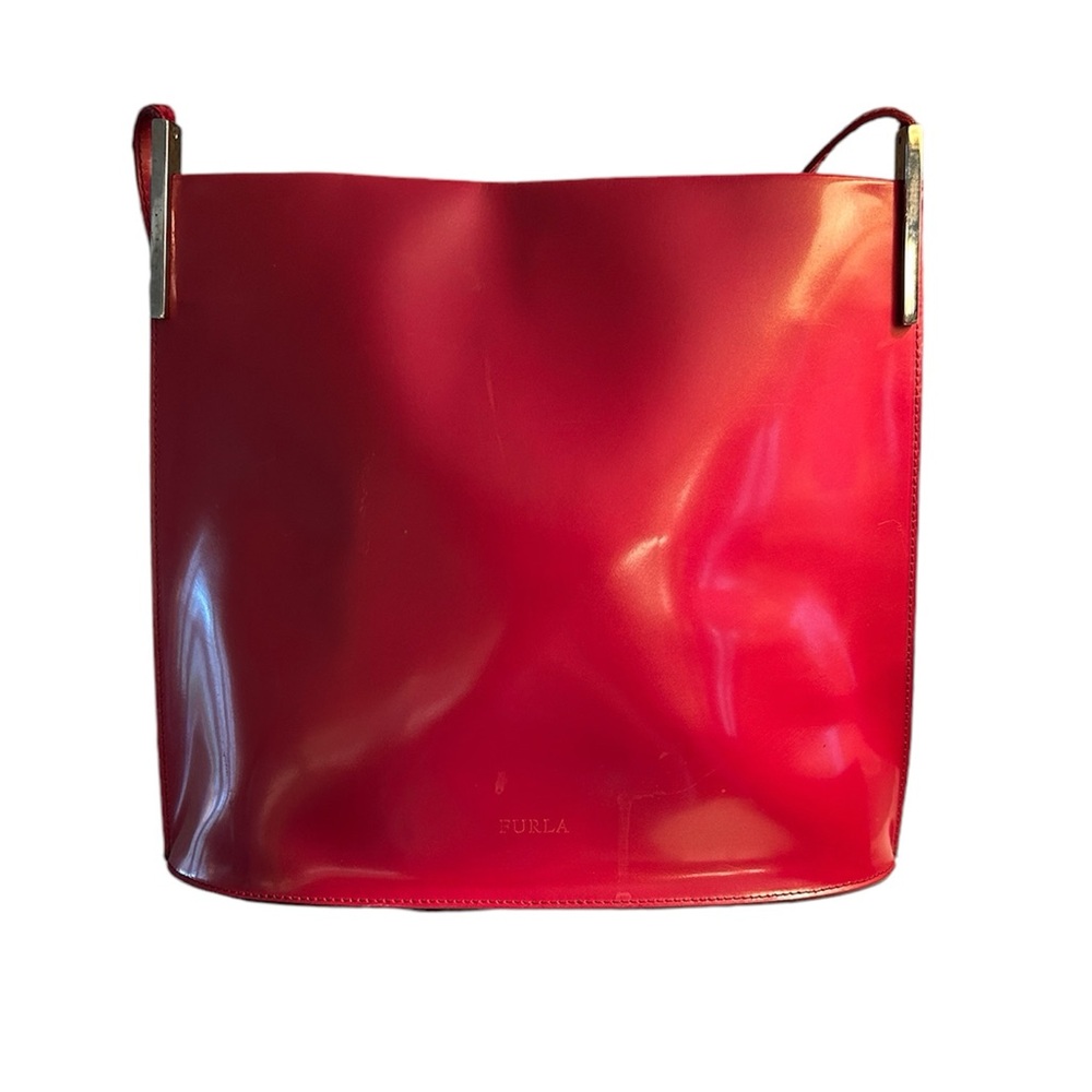Furla Glossy Red Patent Leather Shoulder Bag